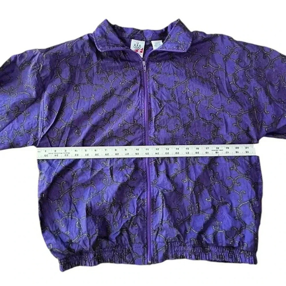 Vtg 90's USA Olympics Licensed Windbreaker Purple Gold Print JC Penney Unisex L - Picture 4 of 13